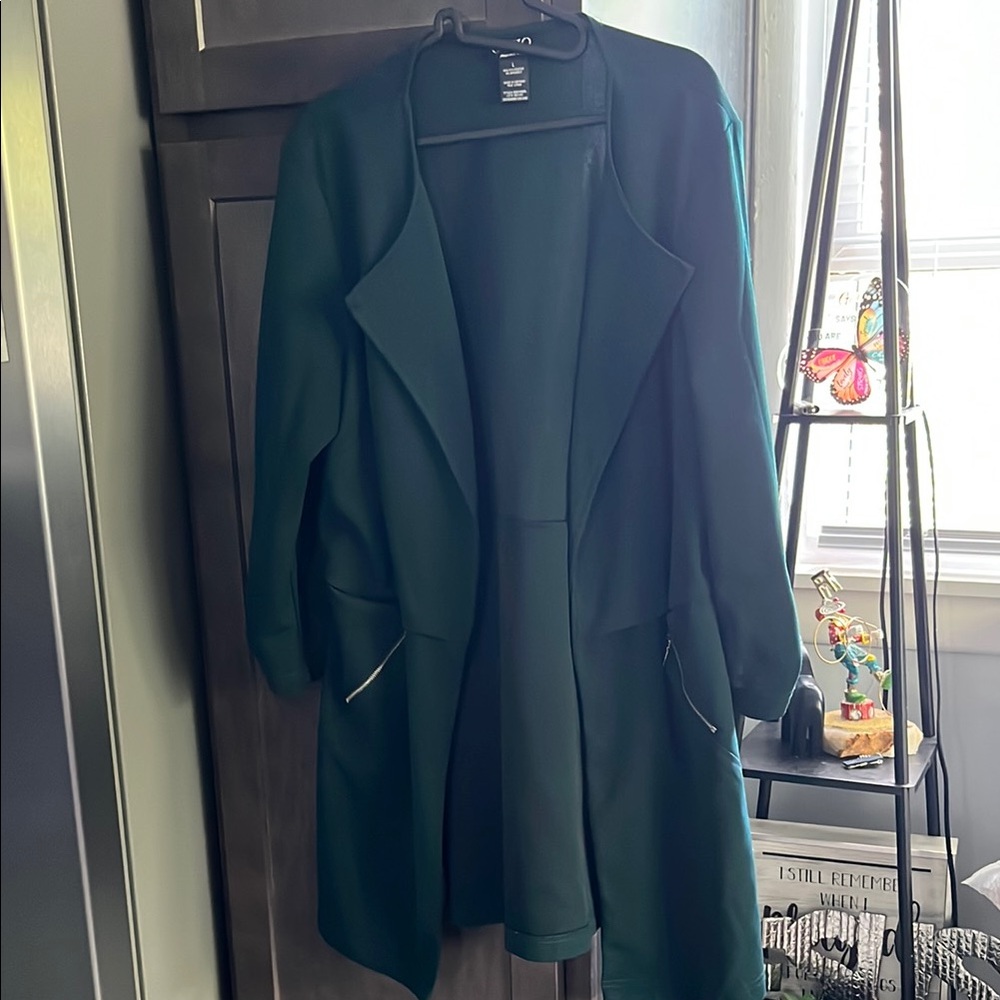 Soho Green Trench Coat with Modern Minimalist Design